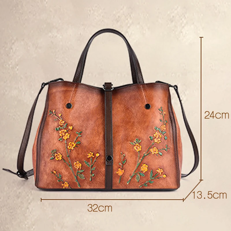 Imagem -06 - Motaora-bolsa de Couro Genuíno Feminina Bolsa de Ombro em Relevo Vintage Bolsa Crossbody Artesanal Grande Capacidade