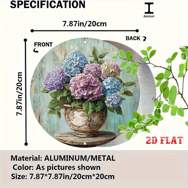 Hydrangea Flowers in Vintage Vase Tin Sign - Vintage Durable Metal Plaque Wall Decor, Home Office Bar Man Cave Wall Art