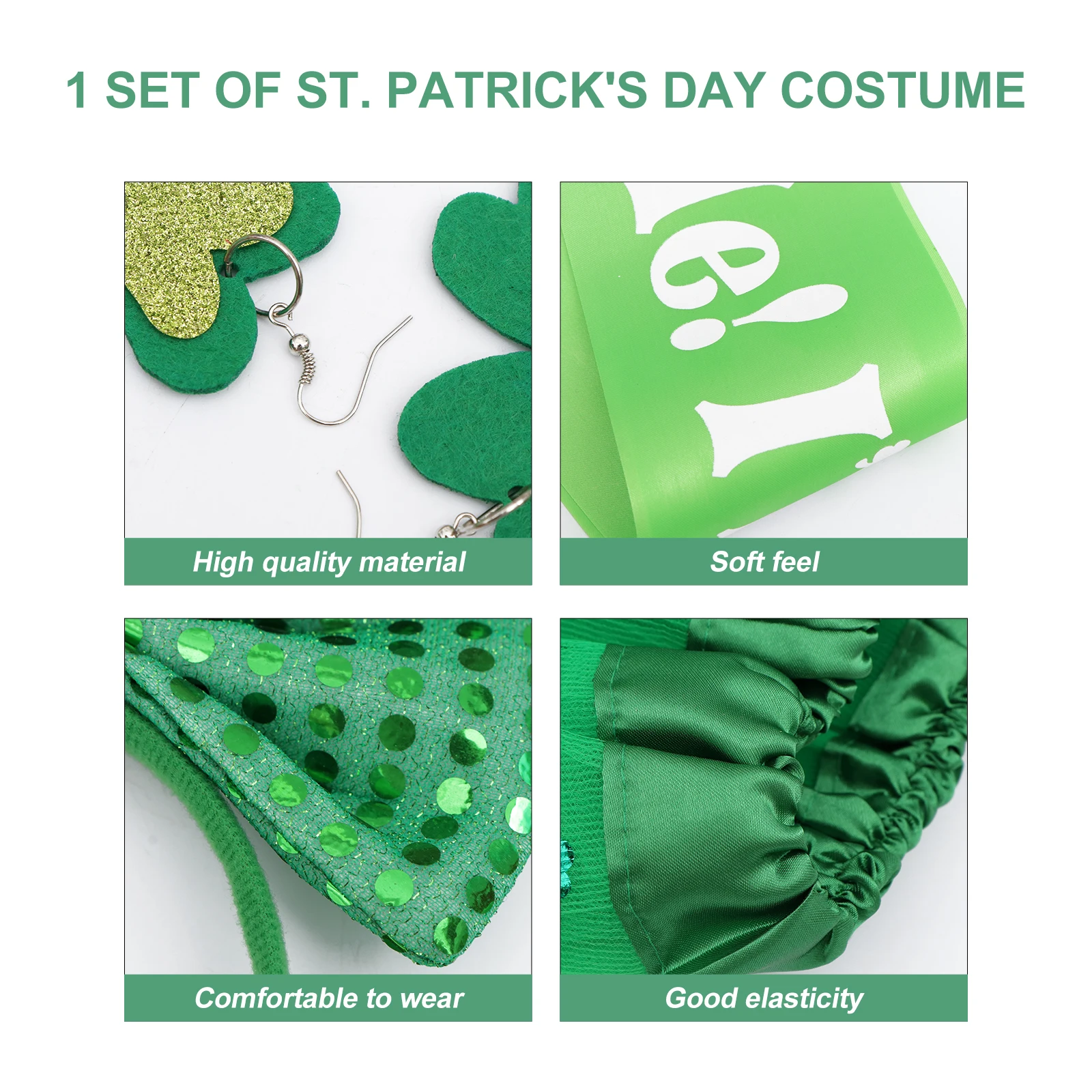 

Clover Earrings Irish Party Costume Accessory Festival Celebration Articles Shoulder Strap Headdress Saint Patrick's