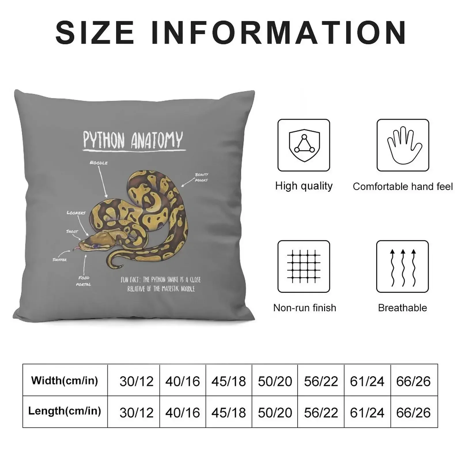 Python anatomy Throw Pillow Cushions Home Decor Pillow Covers Decorative Cushions For Sofa Sofa Cushion Cover pillow