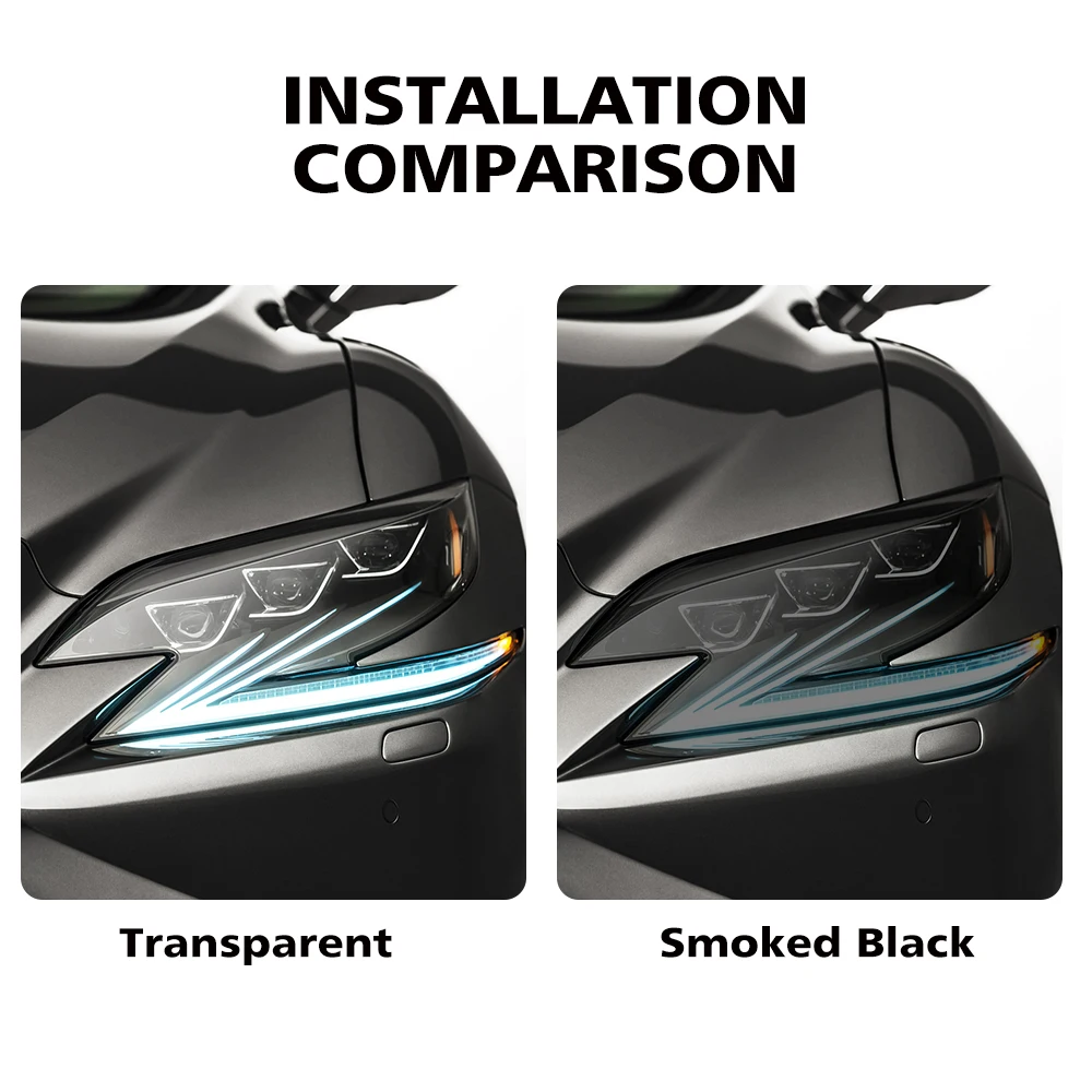 Premium High-Gloss Smoke Black TPU Headlight Protection Film for Lexus LS 2018-2026 Pre-Cut PPF Anti-Scratch Vinyl Wrapping Kit