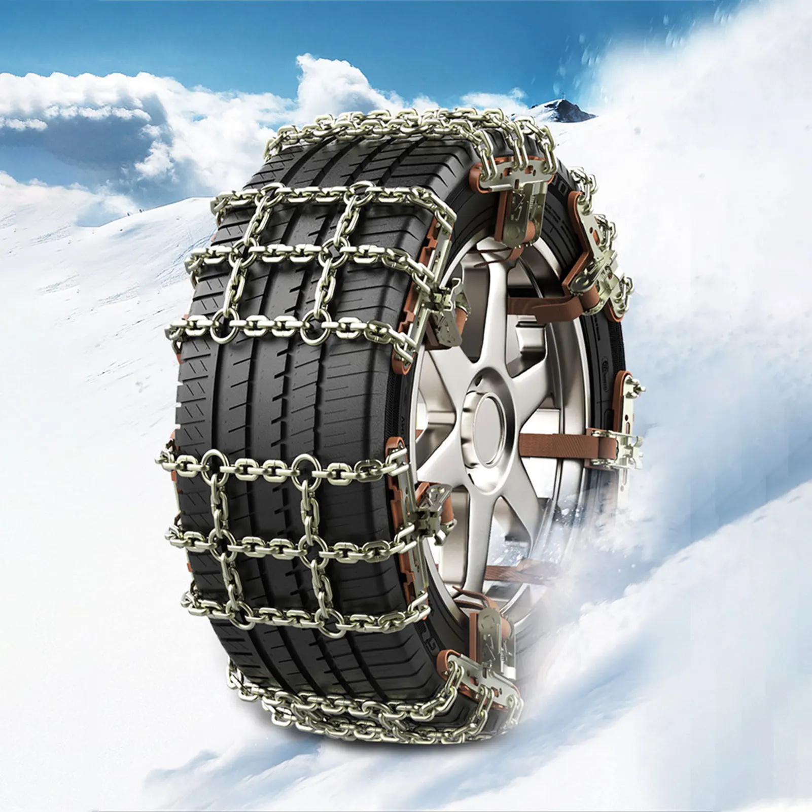 6pcs Car Tire Snow Chain Portable Anti-slip Anti-wear Steel Adjustable Safety Double Chains For Car Truck SUV Universal On Wheel