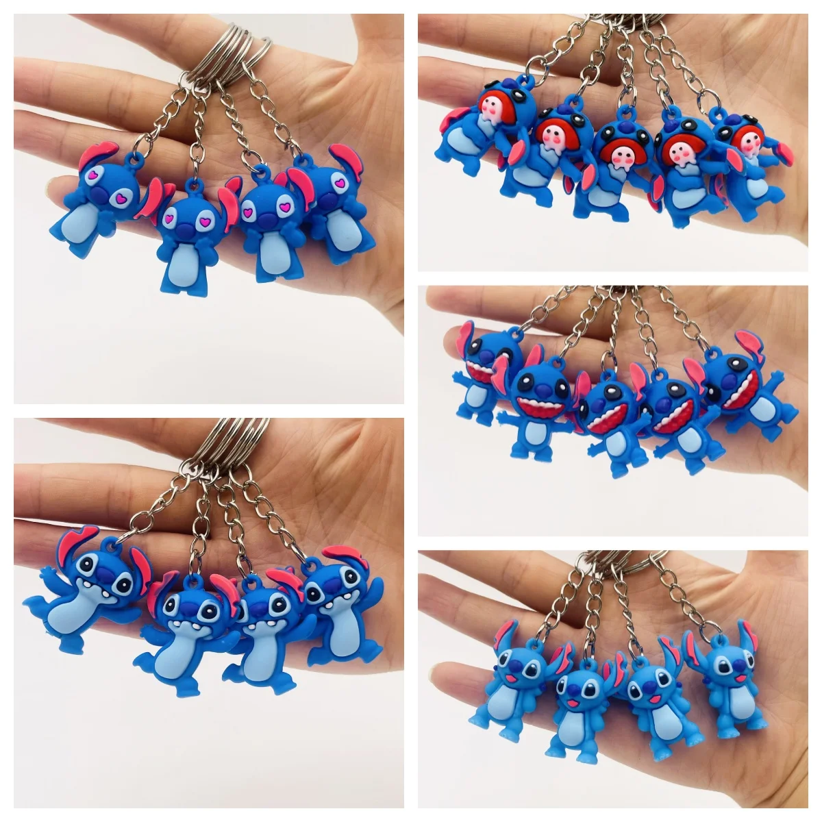 10 pçs/lote 3.5cm dos desenhos animados chaveiro dos desenhos animados lilo & ponto bonito boneca chaveiro ornamento chaveiro carro pingente crianças presentes