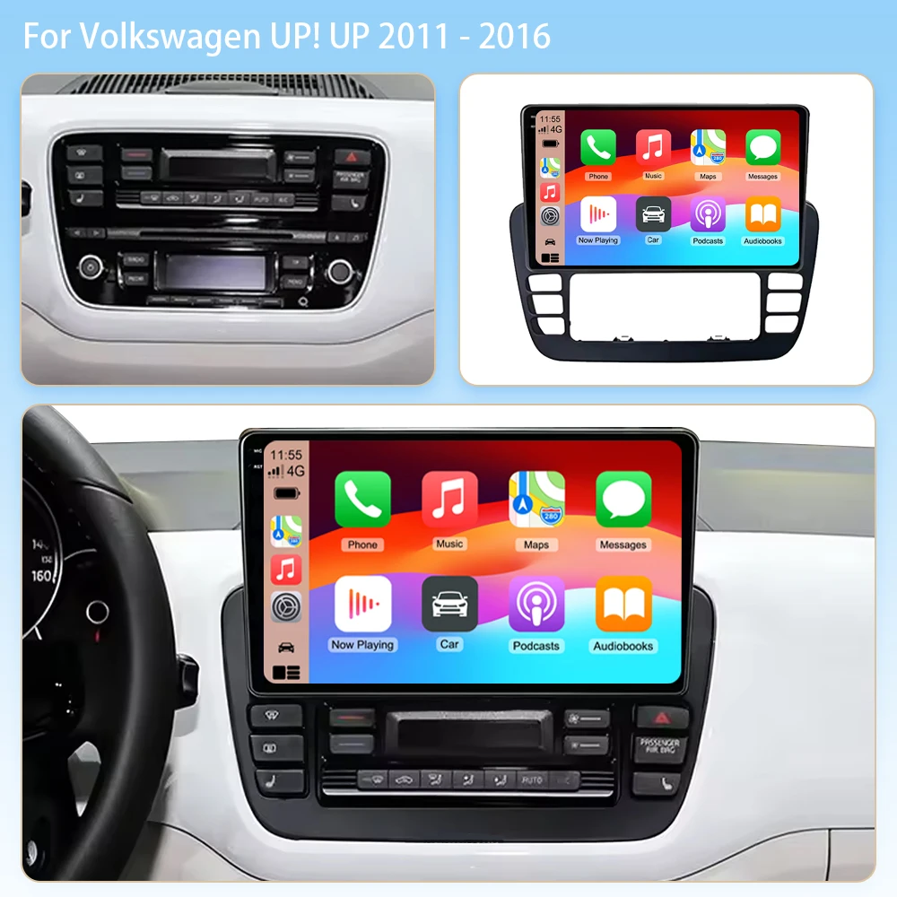 Android 16 For VW Volkswagen UP！2011-2016 Car Radio Stereo Head Unit Multimedia Video Player GPS Navigation 2K QLED RDS 4G Wifi