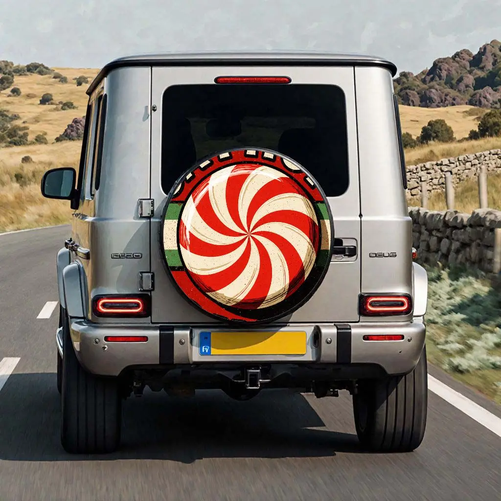 

Чехол на шину в стиле ретро Candy Swirl, винтажный чехол на запасное колесо с мятым узором для внедорожника, внедорожника, джипа, автофургона
