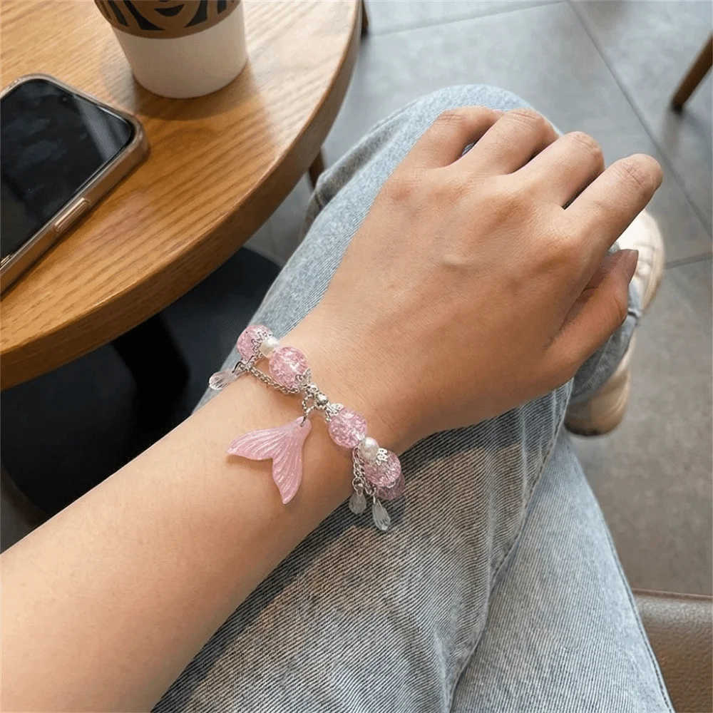Exquisite Fishtail Crystal Bracelet Sweet Korean Style Colorful Beads Bracelet All-match Colorful Beads Sweet Lucky Hand Chain