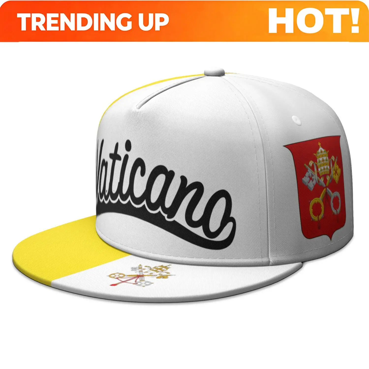 Vatican City State Free Custom Made Name Number Team Logo Brimmed Cap Country Travel Latin Nation Vaticano Flag Hip-hop Hat