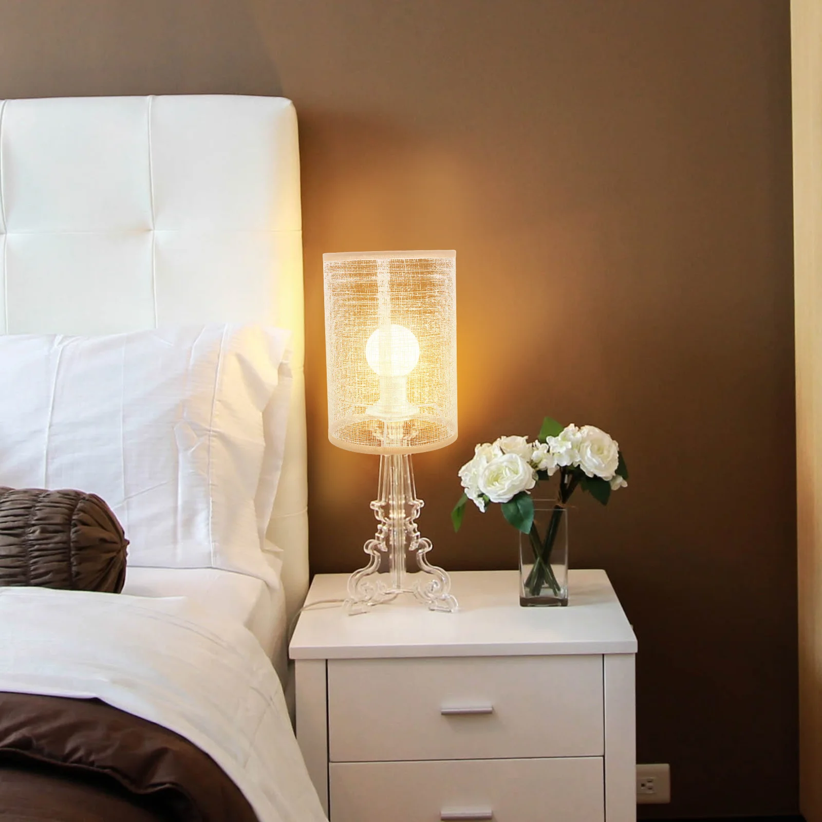 

Linen Beige Lamp Shade E27 E14 Cloth Light Cover For Floor Table Desk Lamp Modern Large Decorative Bedside Lighting