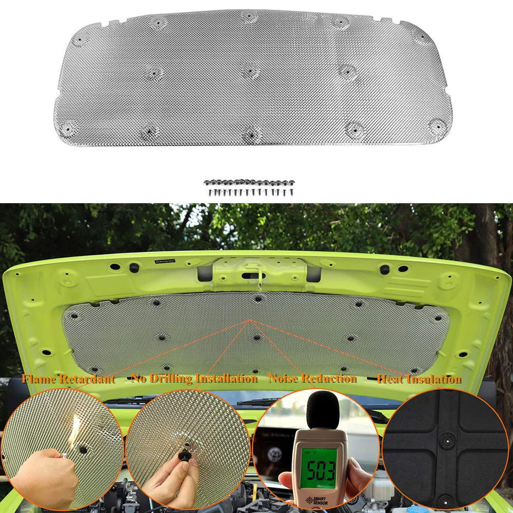 Aislamiento insonorizado de algodón para coche, almohadilla de aislamiento térmico para capó de Suzuki Jimny 2019, 2020, 2021, 2022, 2023, JB64,