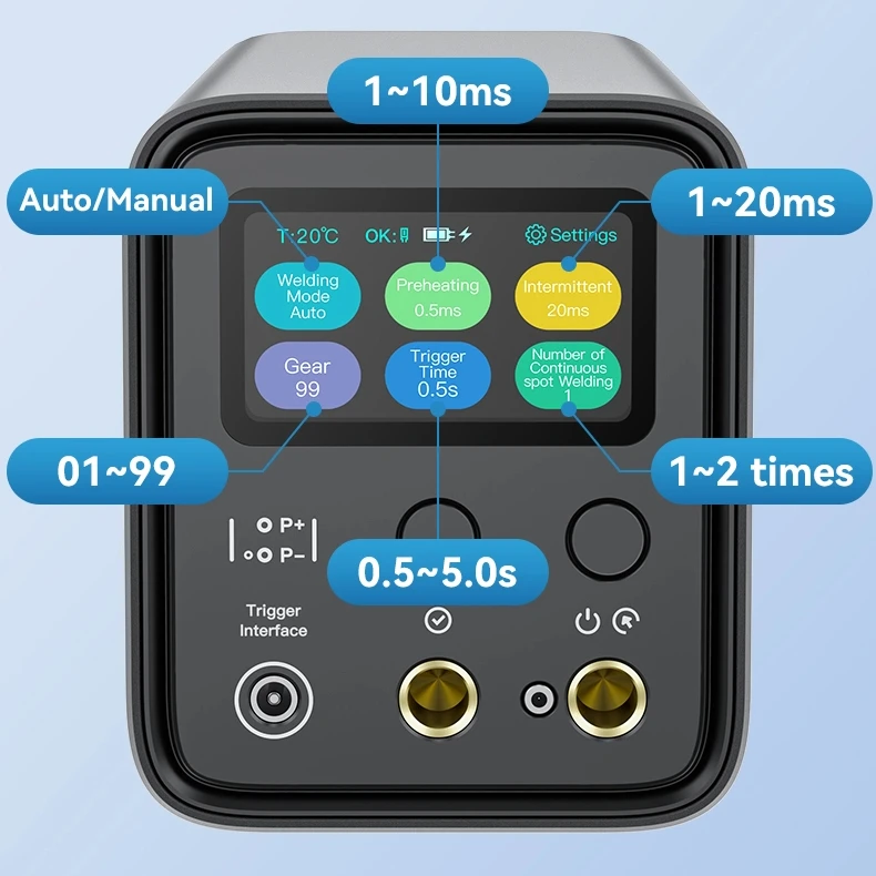 

Portable 10500W Spot Welder AWithZ UF20B + WP240 0.4mm Welding 99 Levels Color Screen for Small Battery Assembly/Phone Repair