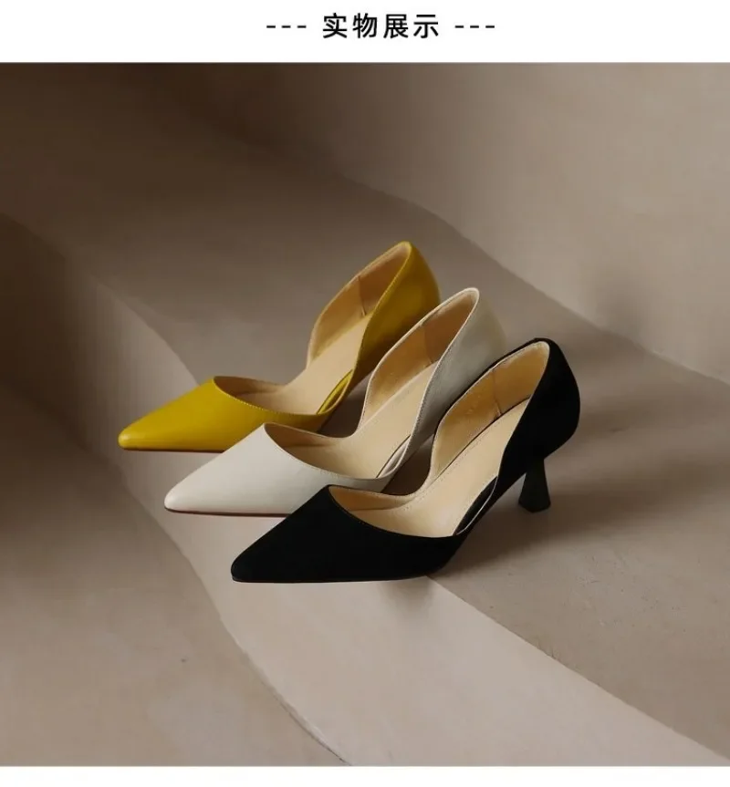 Women Pumps Elegant Pointed Toe Office Lady Shoes Spring Summer High Heels Wedding Bridal Shoes Yellow Pumps Zapatos Tacon Mujer