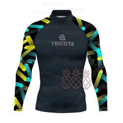 Surfingowa straż kąpielowa męska z długim rękawem ochrona UV odzież do nurkowania letnie sporty wodne pływanie Rashguard t-shirty surfingowe