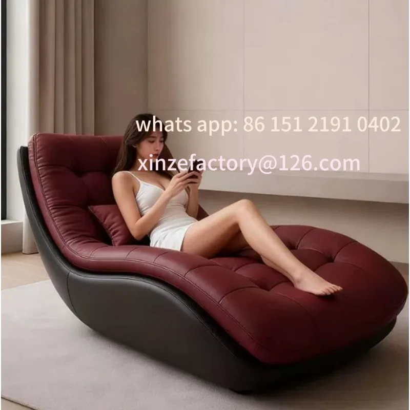 

Customizable single full cowhide sofa recliner minimalist chaise longue lazy sofa