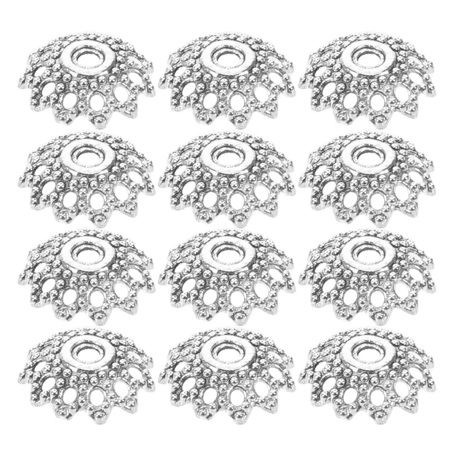 

300pcs Vintage Bead Caps For Jewelry Making Silver Alloy Filigree Flower Spacer Beads Hollow Findings Diy Necklace