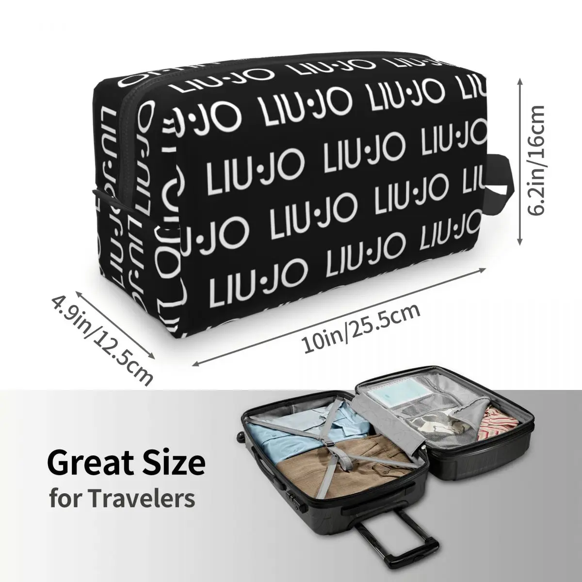 Travel Luxury Liu Jo แต่งหน้ากระเป๋ากระเป๋าเครื่องสําอางขนาดใหญ่อุปกรณ์เสริมผู้หญิงซิปความงามแป้ง