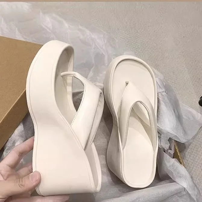 2026 New Design Summer Chunky Woman Slippers Fashion Platform Wedges High Heel Silvery Ladies Shoes Zapatillas De Mujer view 2