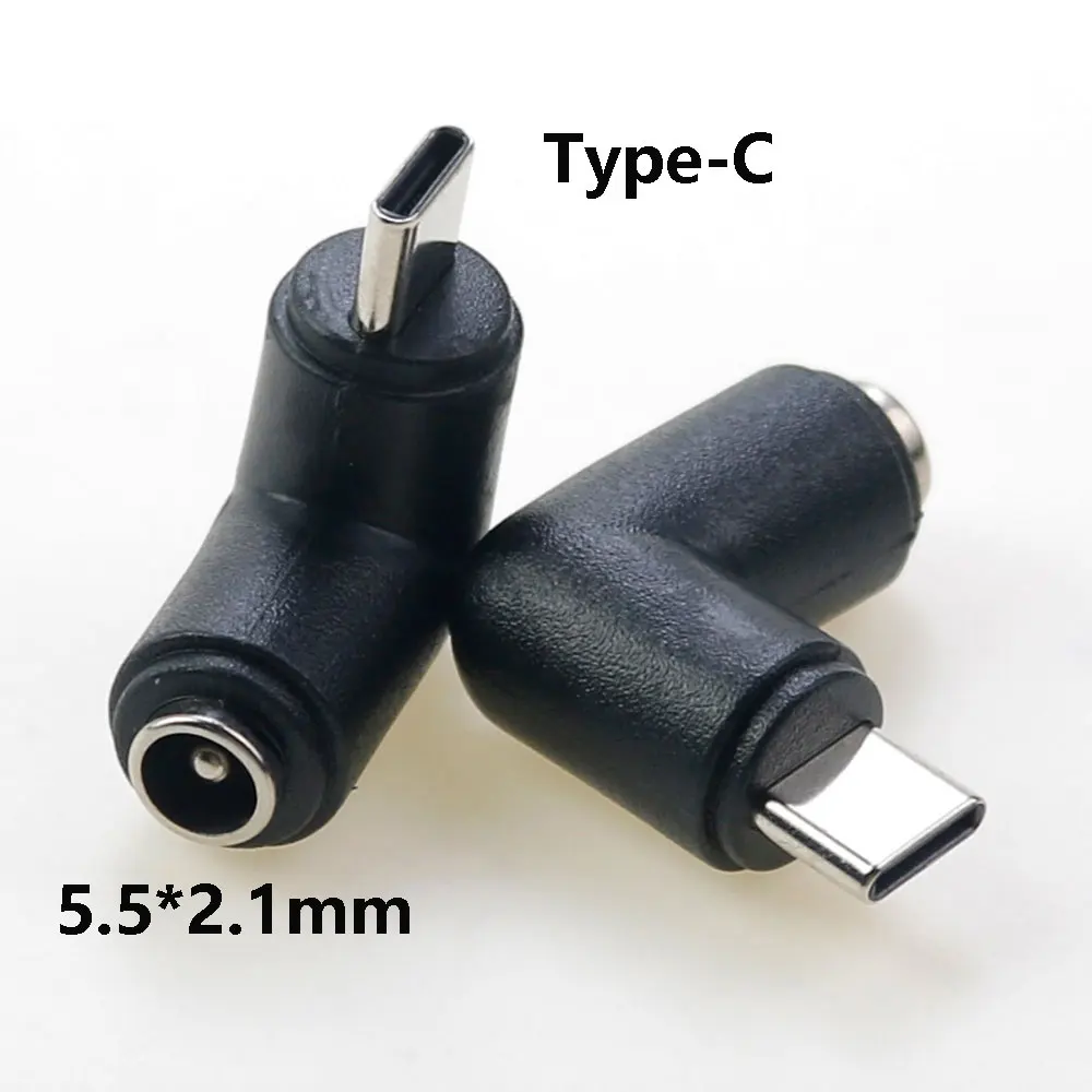 1pcs For Laptop PC 5.5 x 2.1 mm / 4.8*1.7mm Female to Micro USB Type C Male 5 Pin DC Power Plug 180 Degrees Connector Adapter