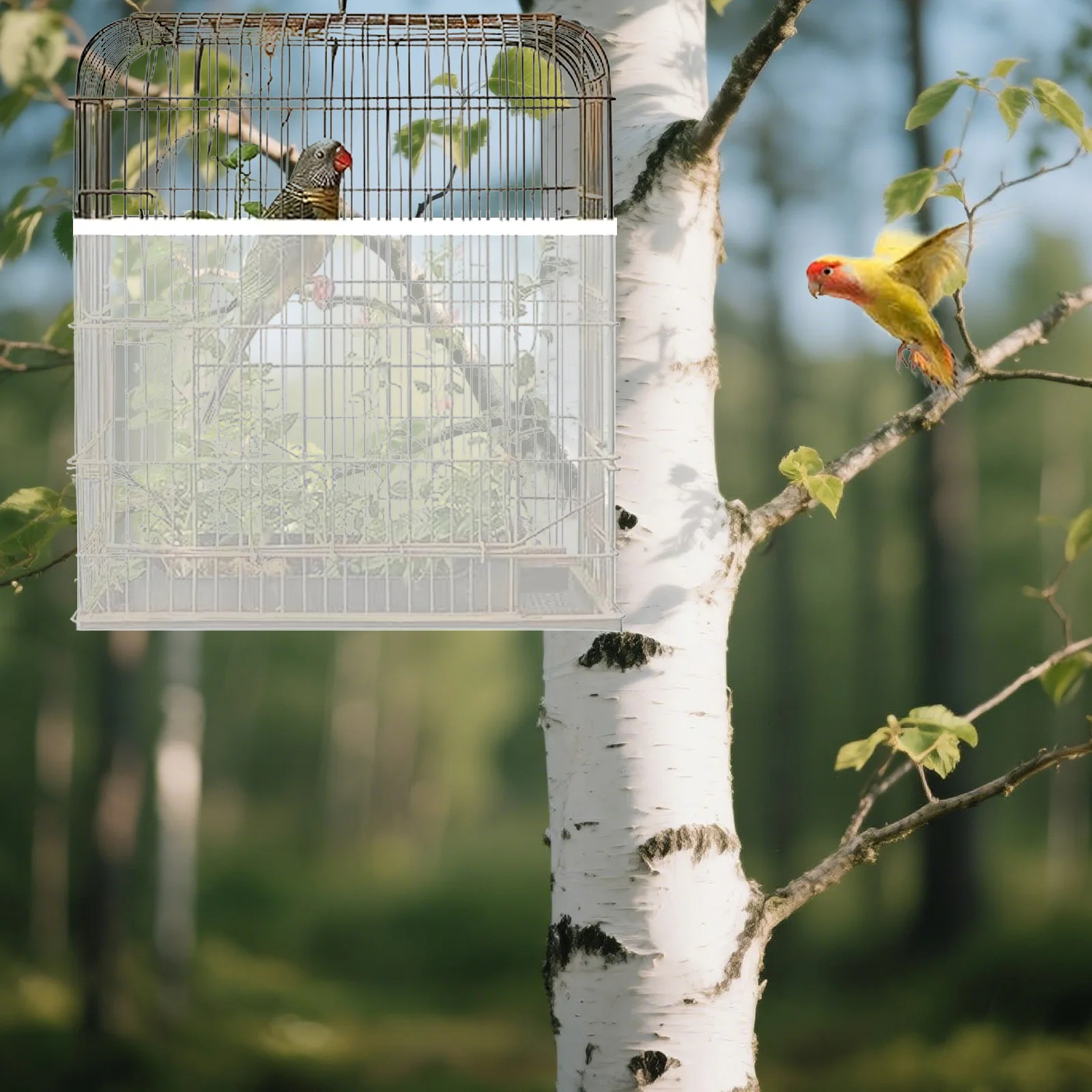 

Adjustable Bird Cage Cover Breathable Mesh Dust Guard for Parrots Cockatiels Canaries Splashproof Seed Catcher Universal Large
