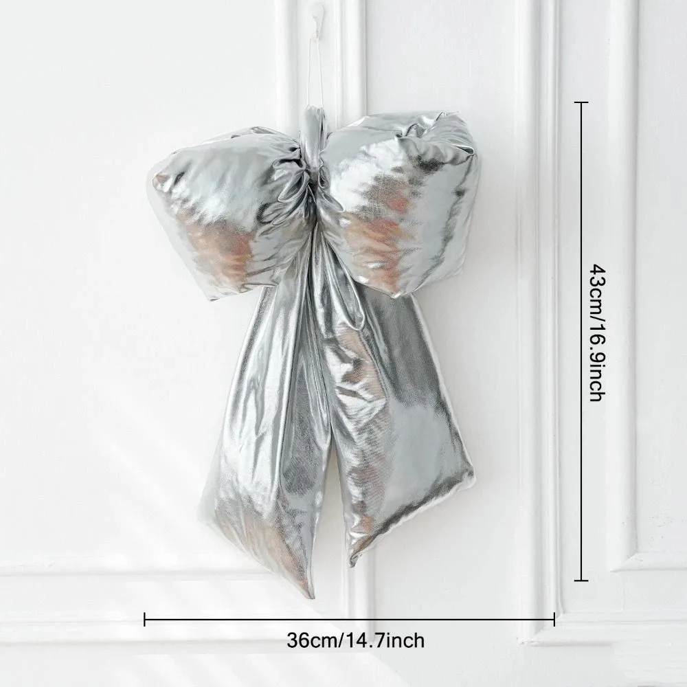 Creative Christmas Bowknot Pendant Shiny Metallic Sparkly Bowknot Hanging Pendant DIY Craft Handcrafted Christmas Tree Ornaments