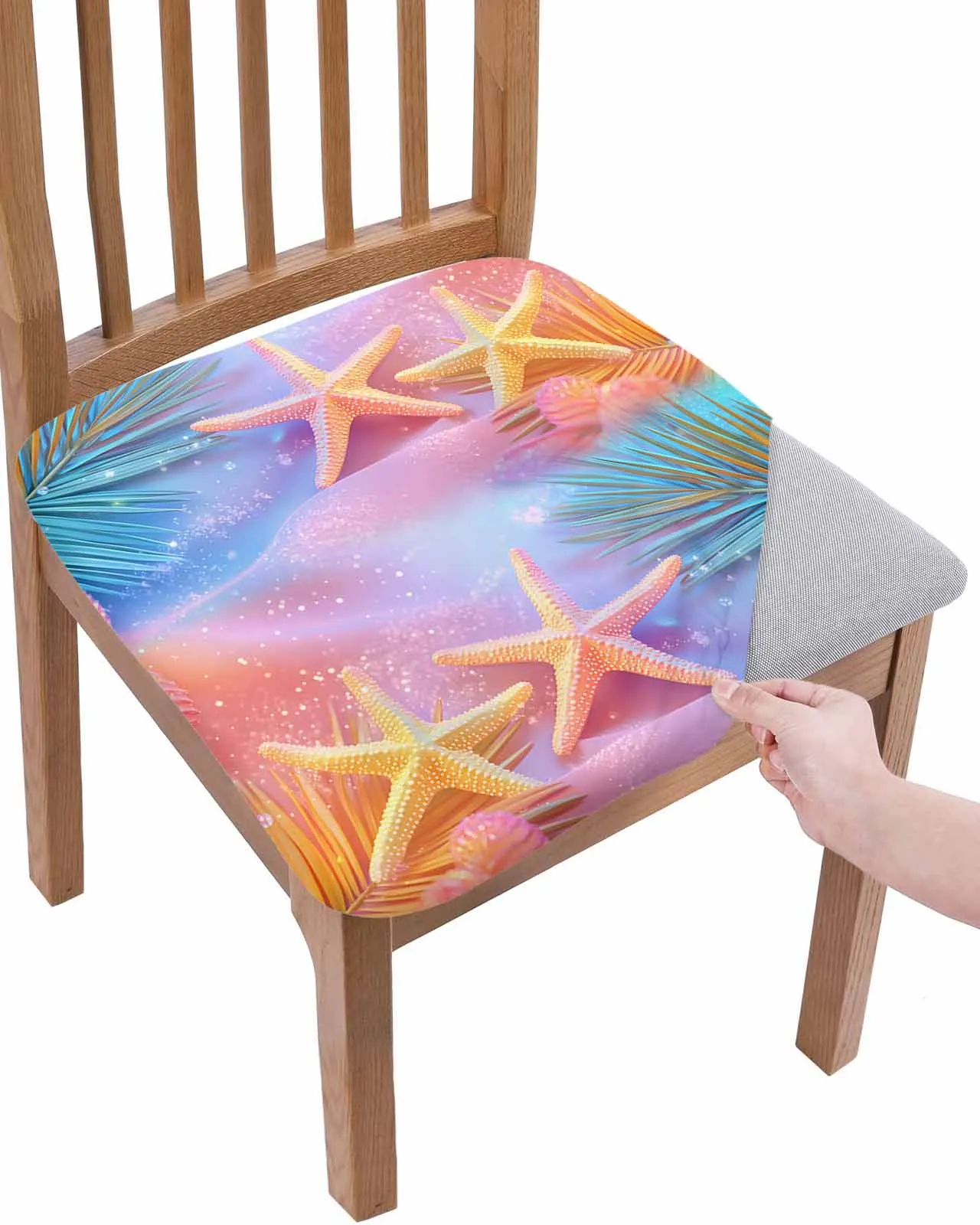 

Летний романтический эластичный чехол для стула с морской звездой и растением, защитный чехол для офисного компьютера, чехлы для домашнего кухонного стула