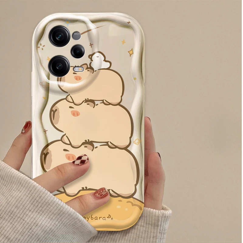 لطيف الكرتون كابيبارا قضية الهاتف ل Xiaomi Redmi A5 A4 A3 A3X A2 A1 زائد 13X Redmi K80 K70 K70E K60 Ultra K60E K50 K40 K40S K30 #2