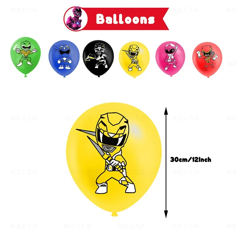 Cartoon POWER RANGERS Theme DIY Balloons Party Supplies Birthday Banner Latex Balloon Decoration Cake Supplies Kid Toys gift