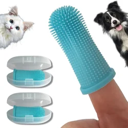 Cepillo de dientes de dedo para perros, cepillo de dientes y estuche de almacenamiento, silicona no tóxica, Limpieza de dientes, aliento, cuidado Dental, placa, producto para mascotas