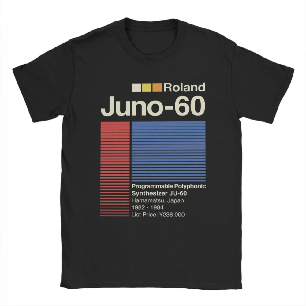 Men'S Retro Roland Juno Vintage Music Pattern Short Sleeve Round Neck T-Shirt Casual Summer Tee Men's T-shirts for Summer