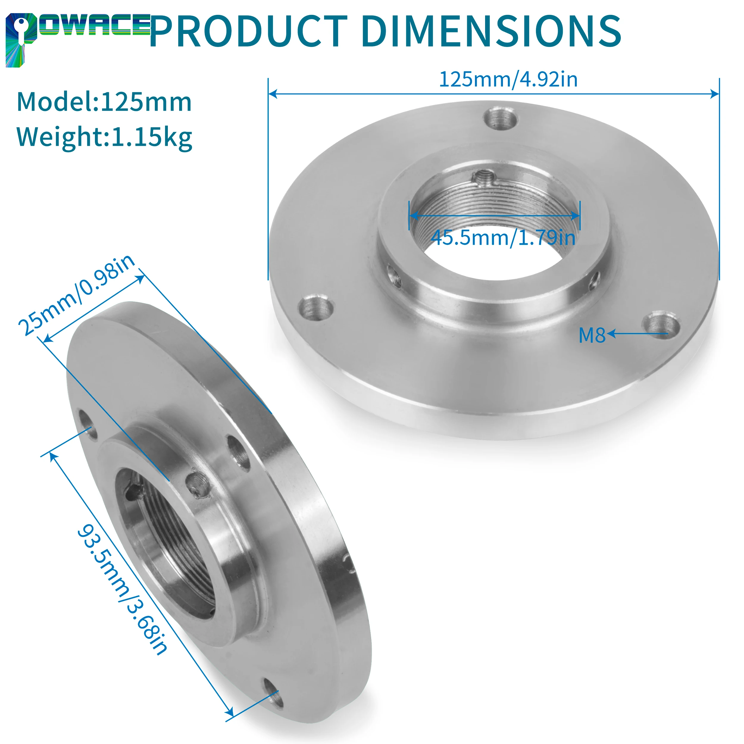 125mm Round Flange Lathe Main Shaft Spindle Flange CD210V MV 210V WM 210V Accessories Lathe Spare Parts Tool