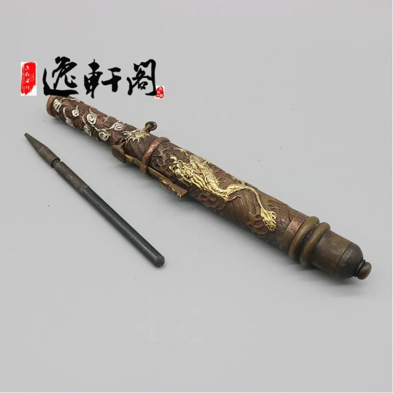 Antique Miscellaneous Folk Collection Brass Carved Dragon Sleeve Sword Ancient Hidden Weapons Weapon Collection Gift