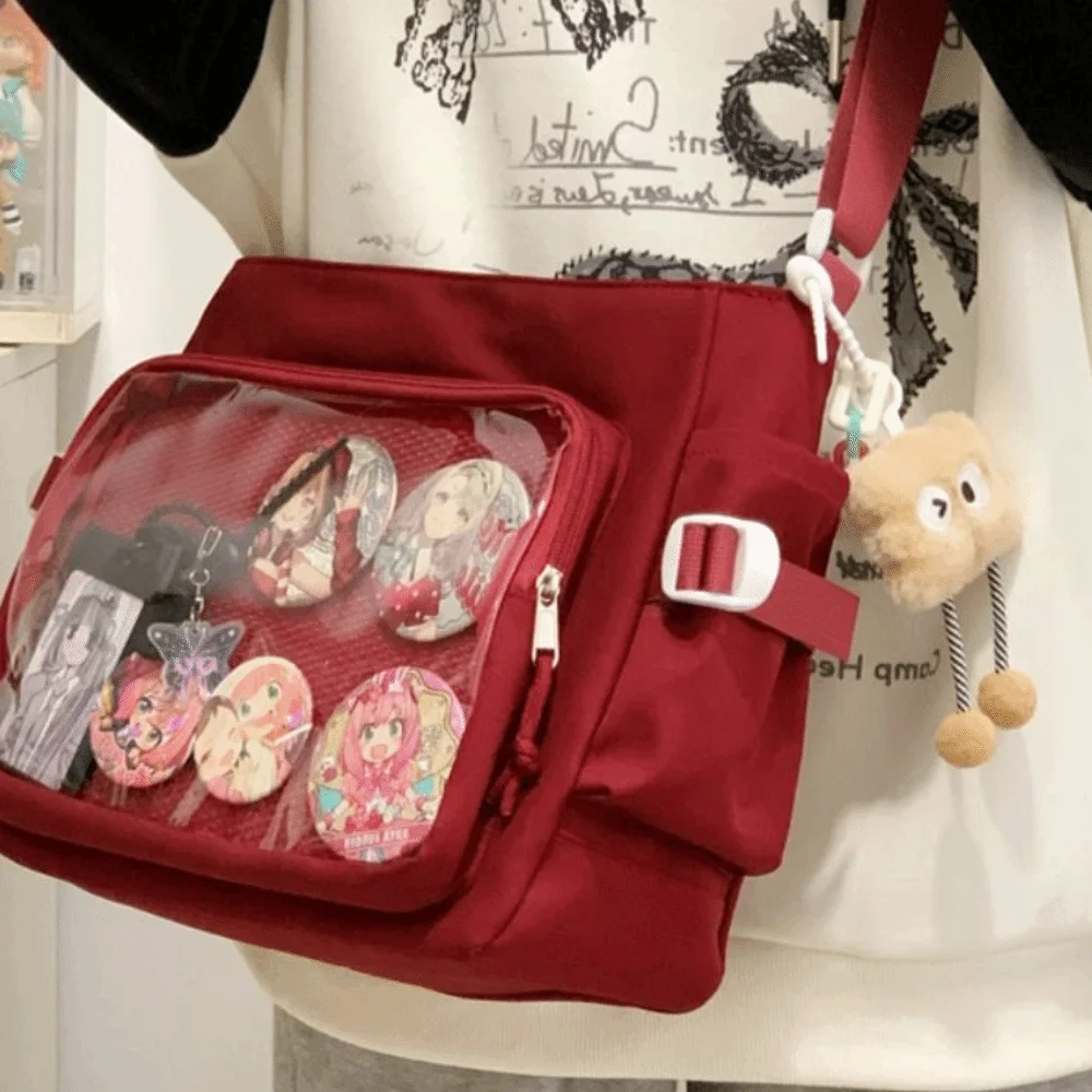 Portable Japanese Style Transparent Itabag Large Capacity Pvc Canvas Tote Bag Casual Badge Display Lolita Handbag Daily