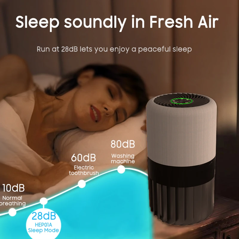 Air Purifiers Home Touch Panel Timer Air Cleaner Efficient Purification Activated Carbon H13 HEPA Filter Desktop Air Purifier