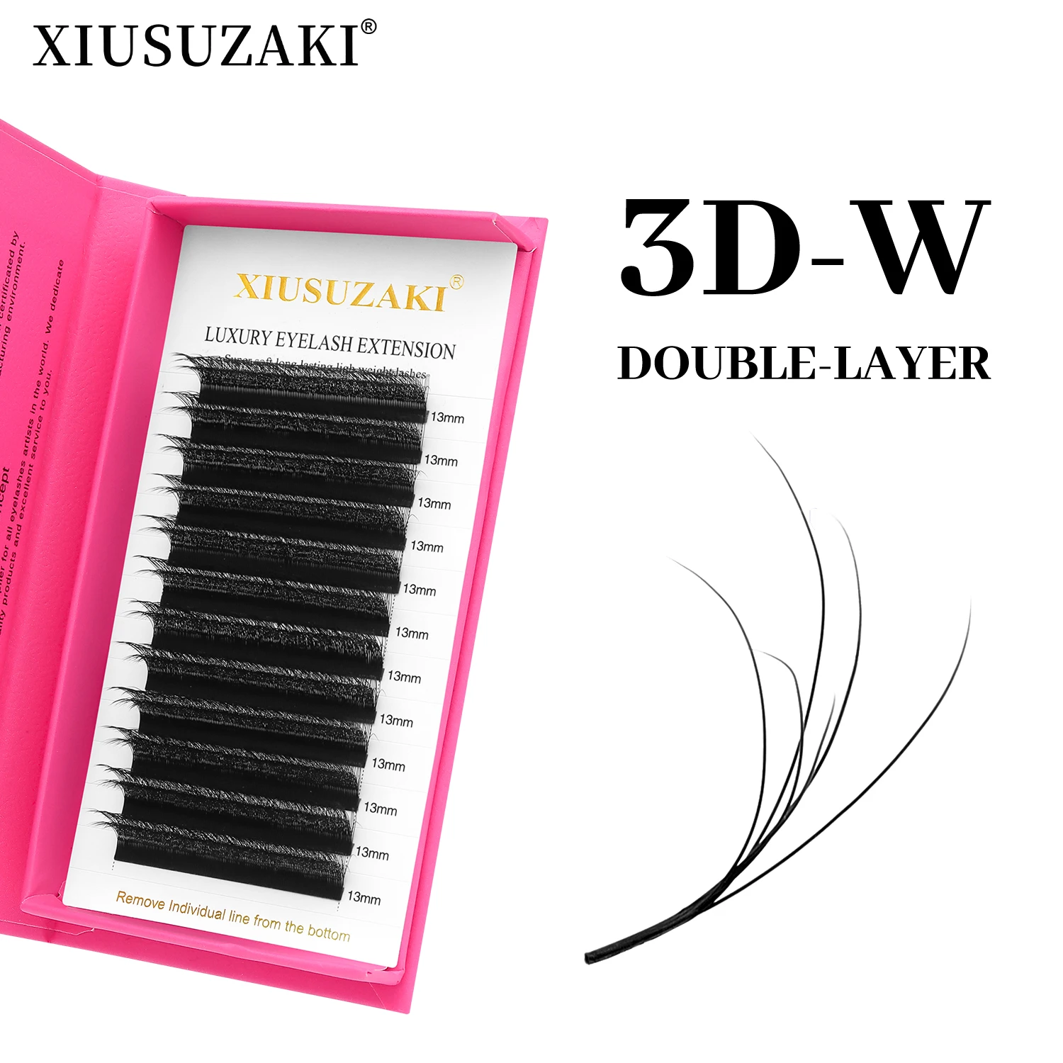 XIUSUZAKI Podwójne Warstwy Rzęs 3D w Kształcie Litery W Matowe Czarne Naturalne 6DW Gotowe Kępki Objętościowe Miękkie Sztuczne Rzęsy