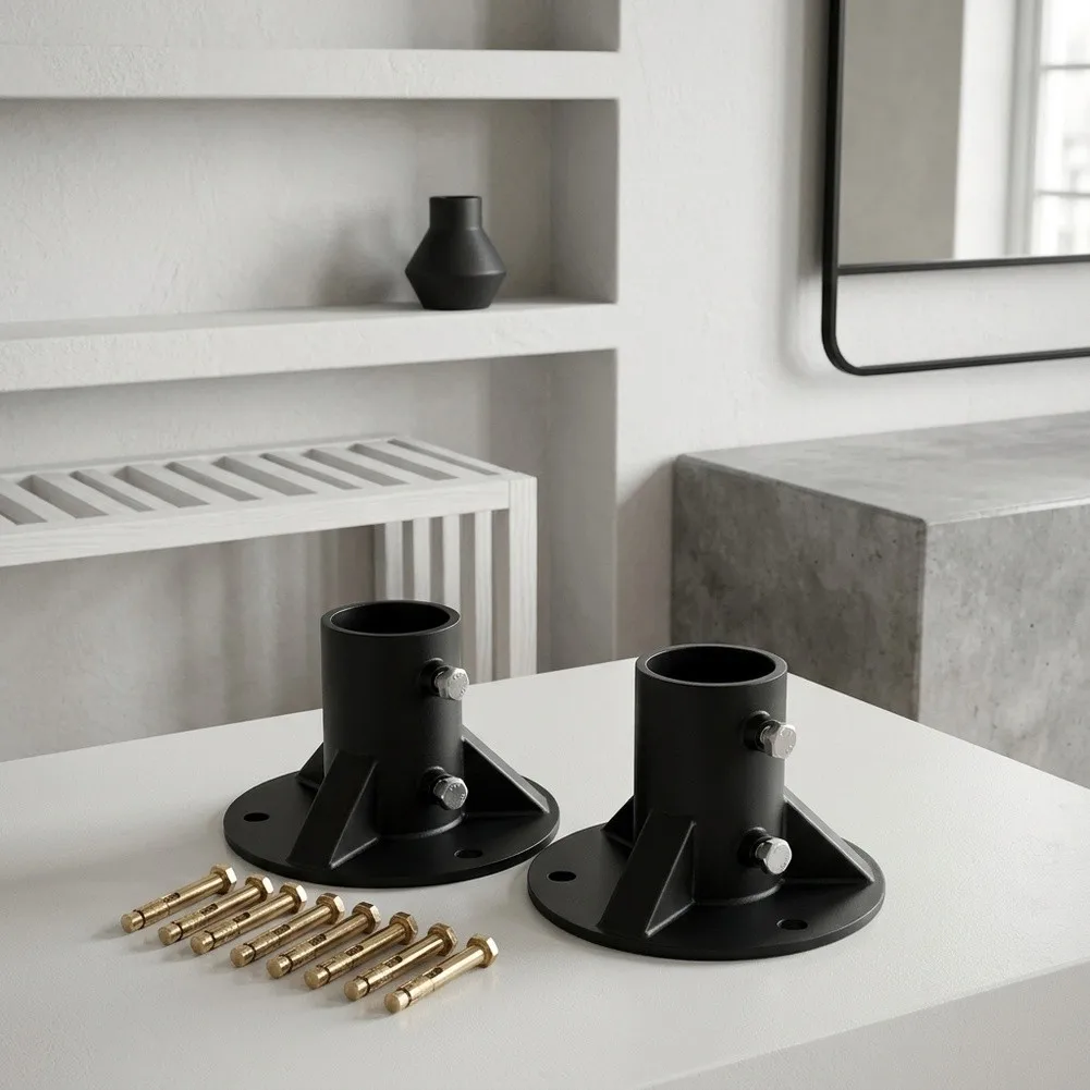 2PCS Wall Mounted Curtain Rod Flange Bracket 19/22/25/32mm Hardware For Closet Wardrobe Pipe Fixing Support Accessories