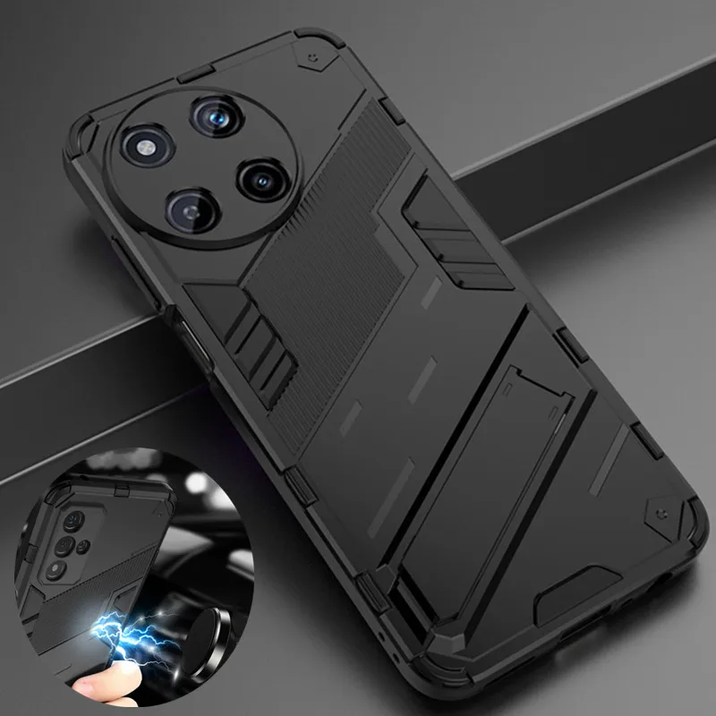 For Realme 11 4G Case Car Magnetic Holder Armor Phone Cases for Oppo Realmy Realmi 11 Realme11 4G Shockproof Stand Back Cover