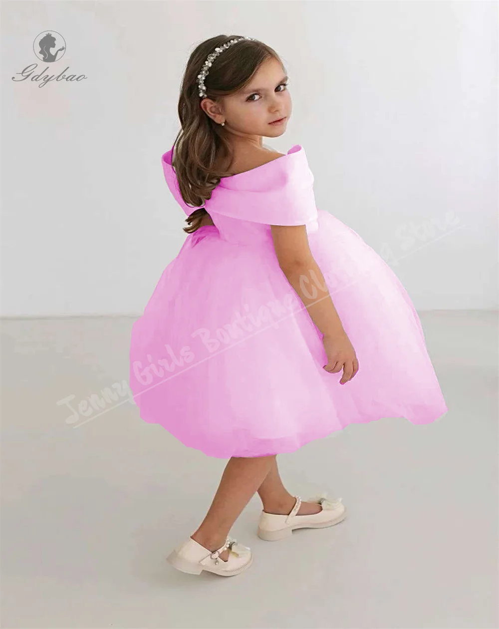 Abito da prima comunione per ragazze, spalle per lavello, stile classico, abito da ragazza di fiori per abiti da festa di compleanno per bambini