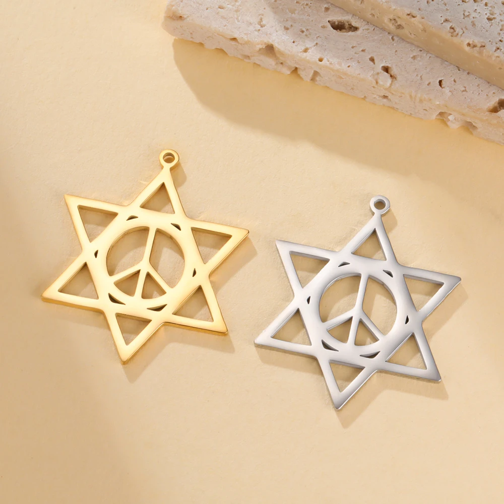 

EUEAVAN 1pc Star of David Stainless Steel Pendant for Necklace Jewish Hexagram DIY Charms Jewelry Making Accessories Wholesale