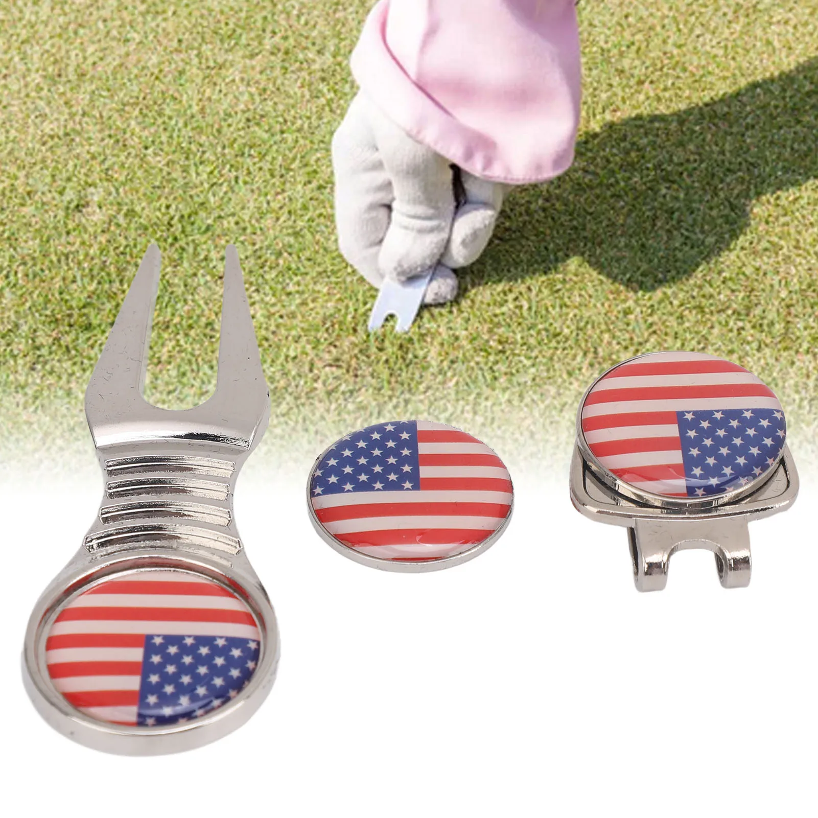 kit-de-ferramentas-para-golfe-marcador-de-bola-green-fork-marcador-de-bola-profissional-pequeno-de-metal-com-clipe-para-chapeu-e-ferramenta-para-reparar-divots