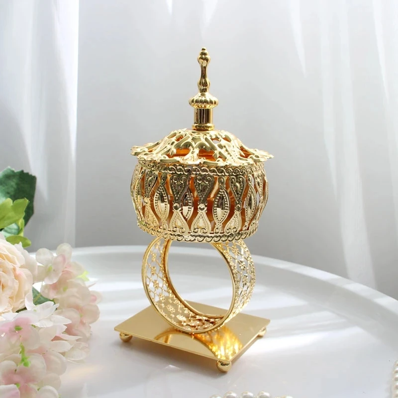 Golden incense burner iron work  metal Buddhist prayer  incense burner  furnishings home accessories decoration
