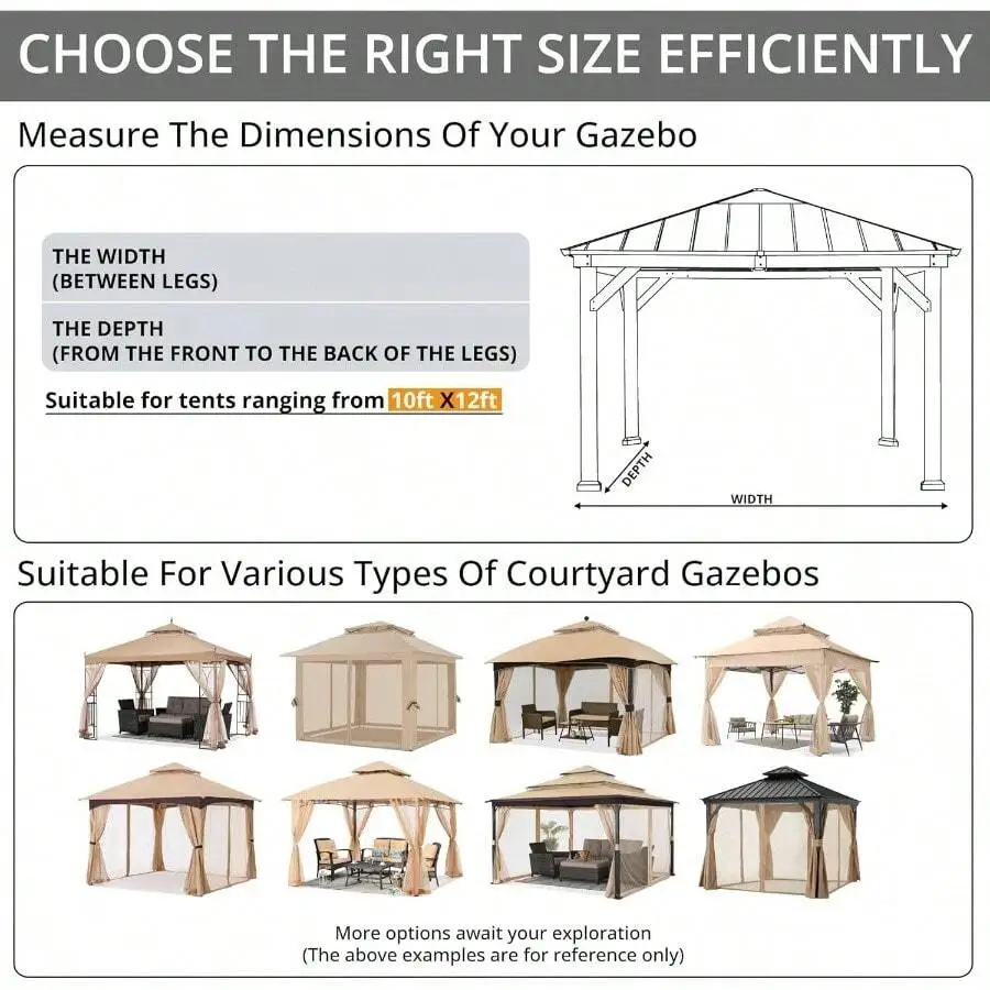 

Patio Gazebo With Mosquito Netting Screen Walls 10x12 Ft Coffee Color