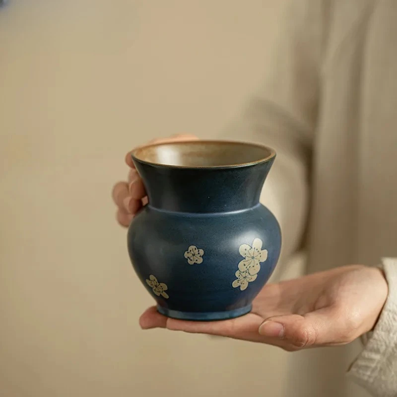 

350ml Powder Yin Hand Drawn Iced Plum Jianshui Tea Wash Bowl Tea Residue Bucket Tea Garbage Can Chaxi Cafes Accessories Craft