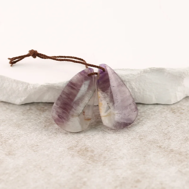 B&F Amethyst＆White Quartz Earring Beads for Jewelry Making, Handmade Natural stones beads, Stones for jewelry Making Supplies