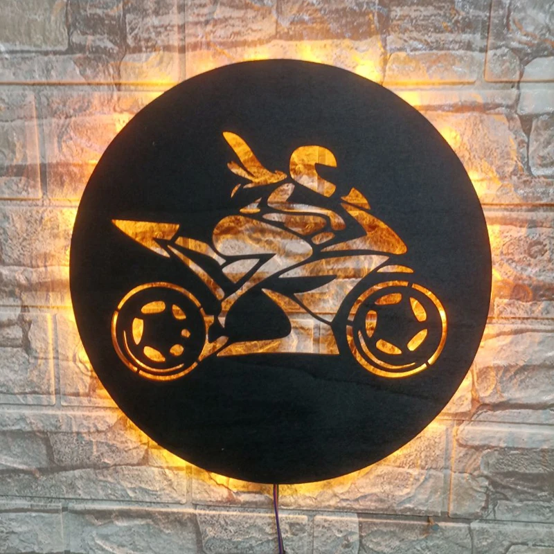 ZK50 Cool Beauty Motorcycle LED Wall Lamp Remote Control Color Changing Bedside Lamp Ambient Sign Lamp Halloween Decorative Gift