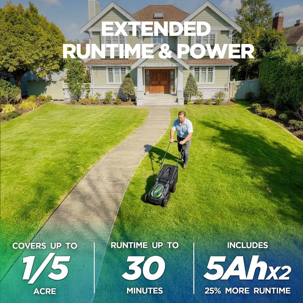 1840V CordlLawn Mower or Small to Medium Yards, ale o Gas-Like Cuts with rushlMotor, Ud or Mulching/agging, 6 Heights or asonal