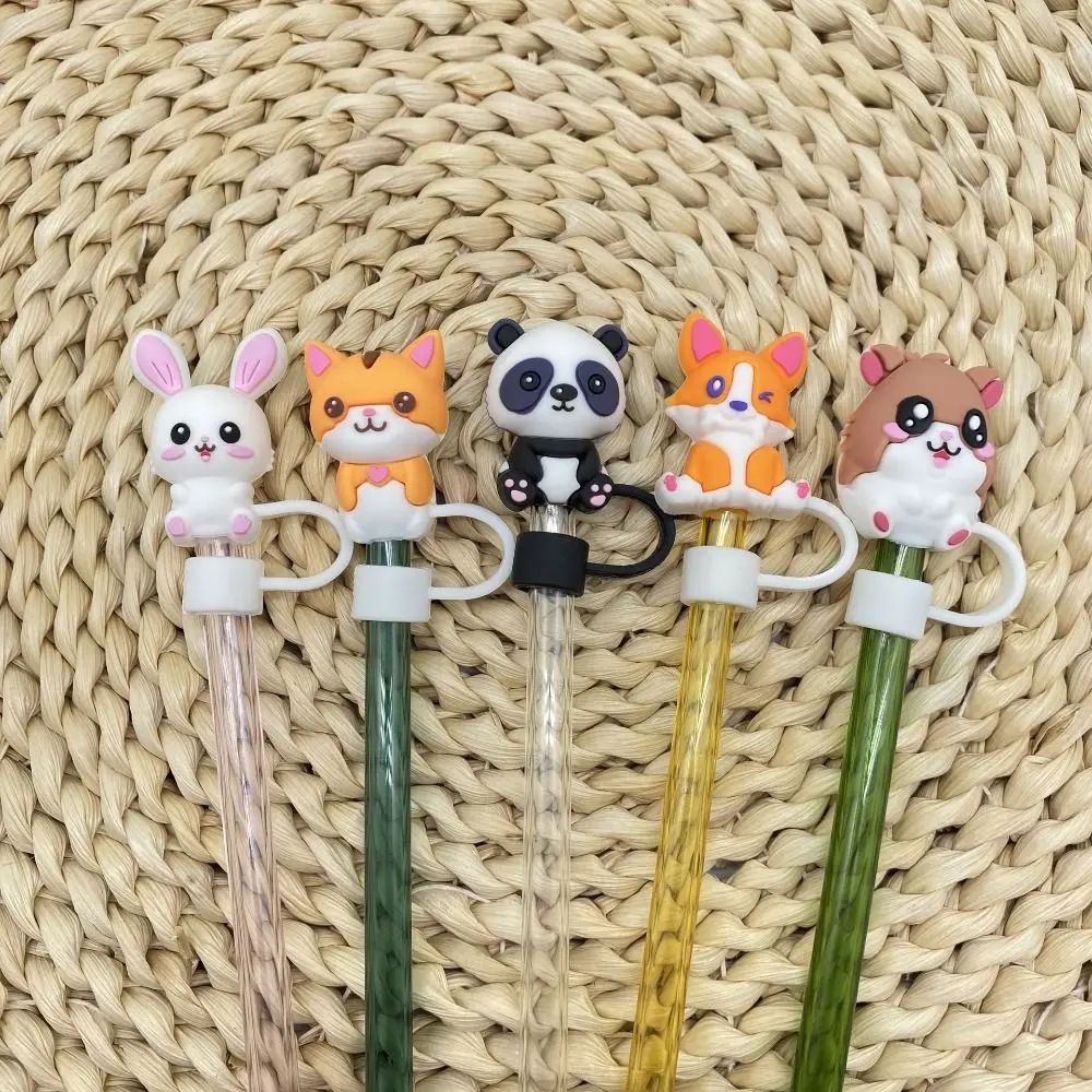 Creative Cute Straw Cap 10mm Cartoon Straw Tip Covers Small Animal Series Reusable Dustproof Plug