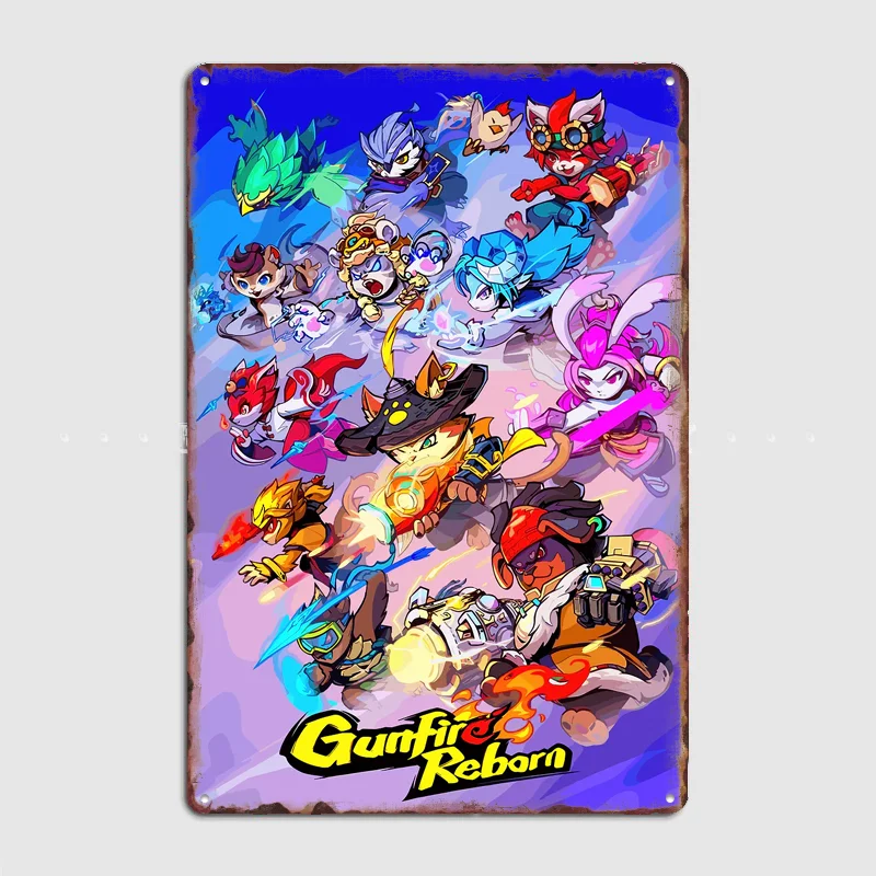 Gunfire Reborn - Colorful Action Poster Metal Sign Bedroom Indoor Outdoor Home Decor Bar Custom Posters Wall Room Decorations