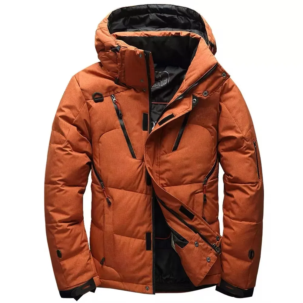 

Men's White Duck Down Filling Jacket Winter Outdoor Sports Coat Thickened Warmth Hooded Windproof Cold Resistant Workwear Coats