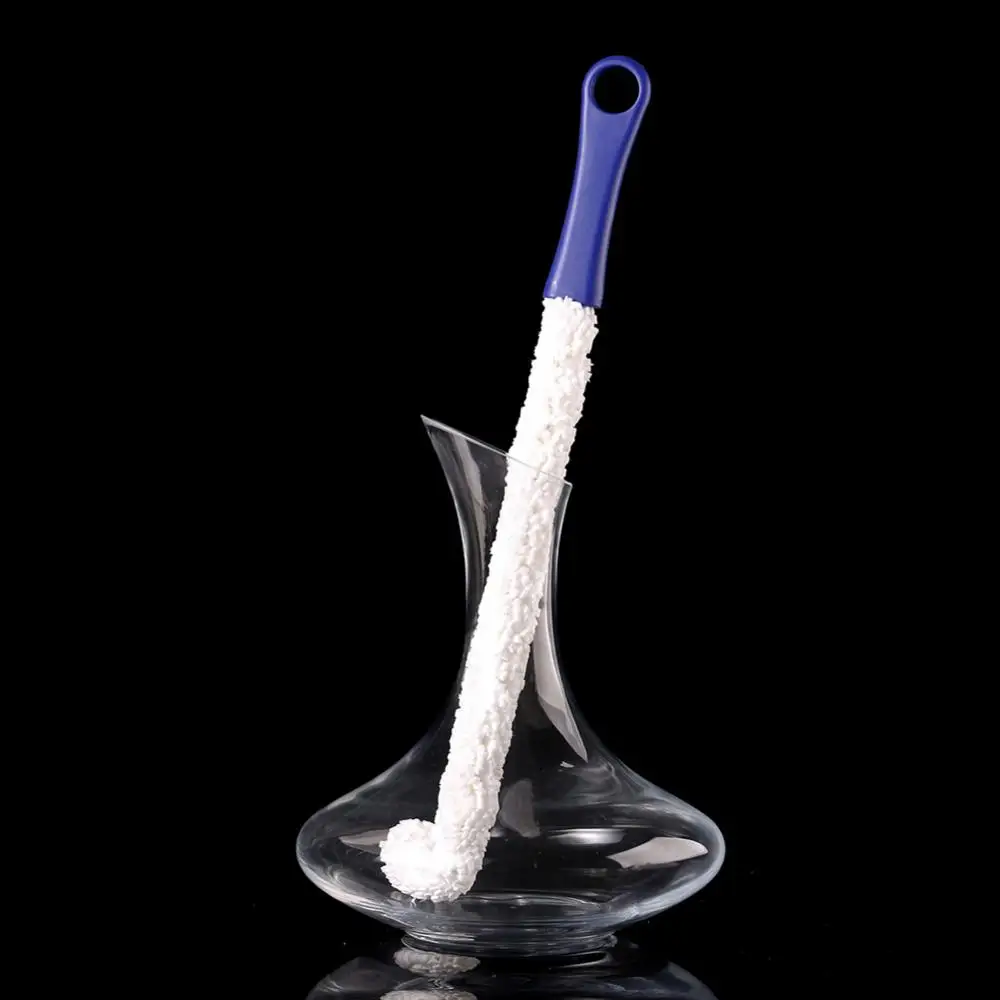 Long Handle Wine Bottle Brush Long Neck Bendable Foam Tipped Goblet Glass Decanter Stemware Cup Washing Brush