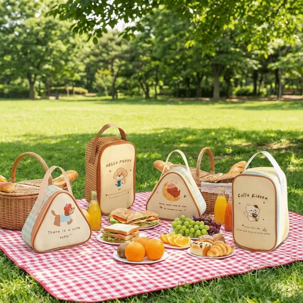 Oxford Fabric Insulated Breakfast Bag Thickened Aluminum Foil Animal Print Thermal Food Tote Bag Waterproof Handheld