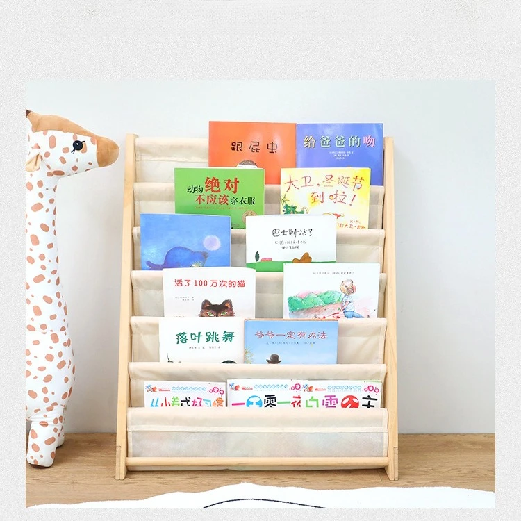 

Children Book Rack Storage Gift Kids Sling Bookshelf Wooden Bookcase for Kids Room Boys Girls Magazines Study Room Picture Book